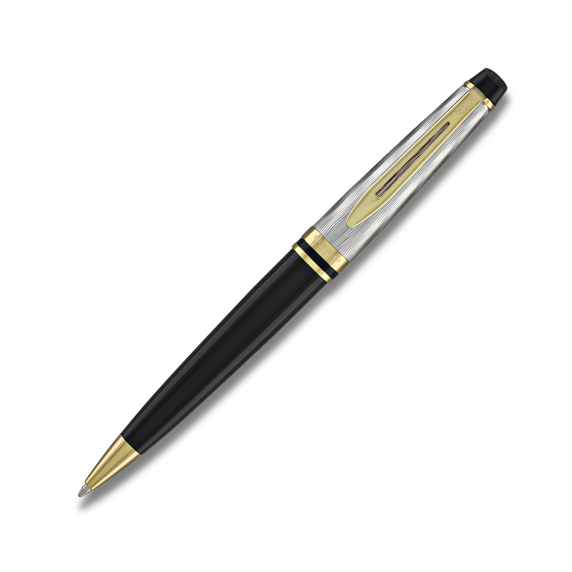 Waterman Expert  Reflections of Paris Black Ballpoint Pen with Gold Trim