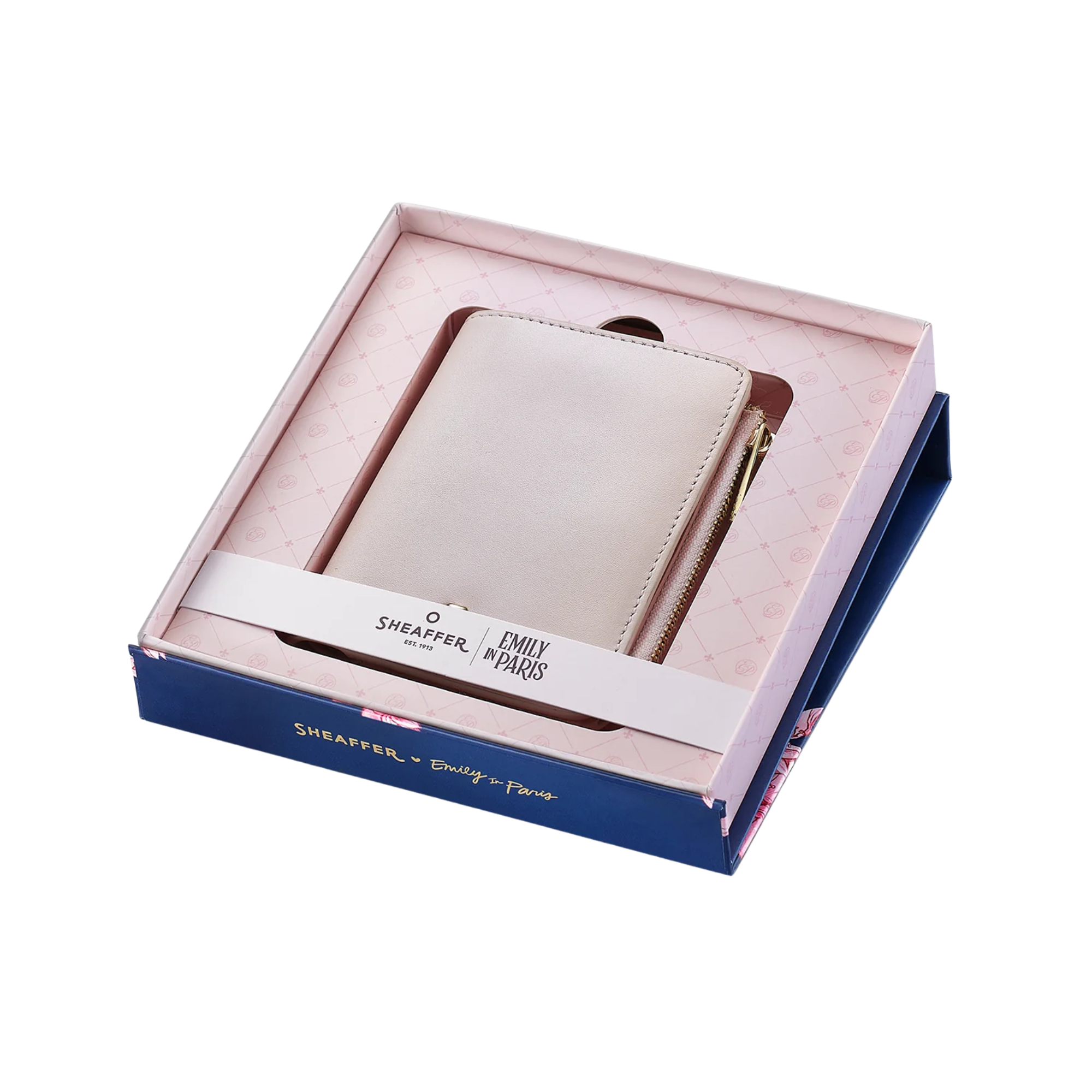 Sheaffer Emily in Paris Full-Grain Leather Zipped Bifold Coin Wallet with Heart-Shaped Emblem - Pink