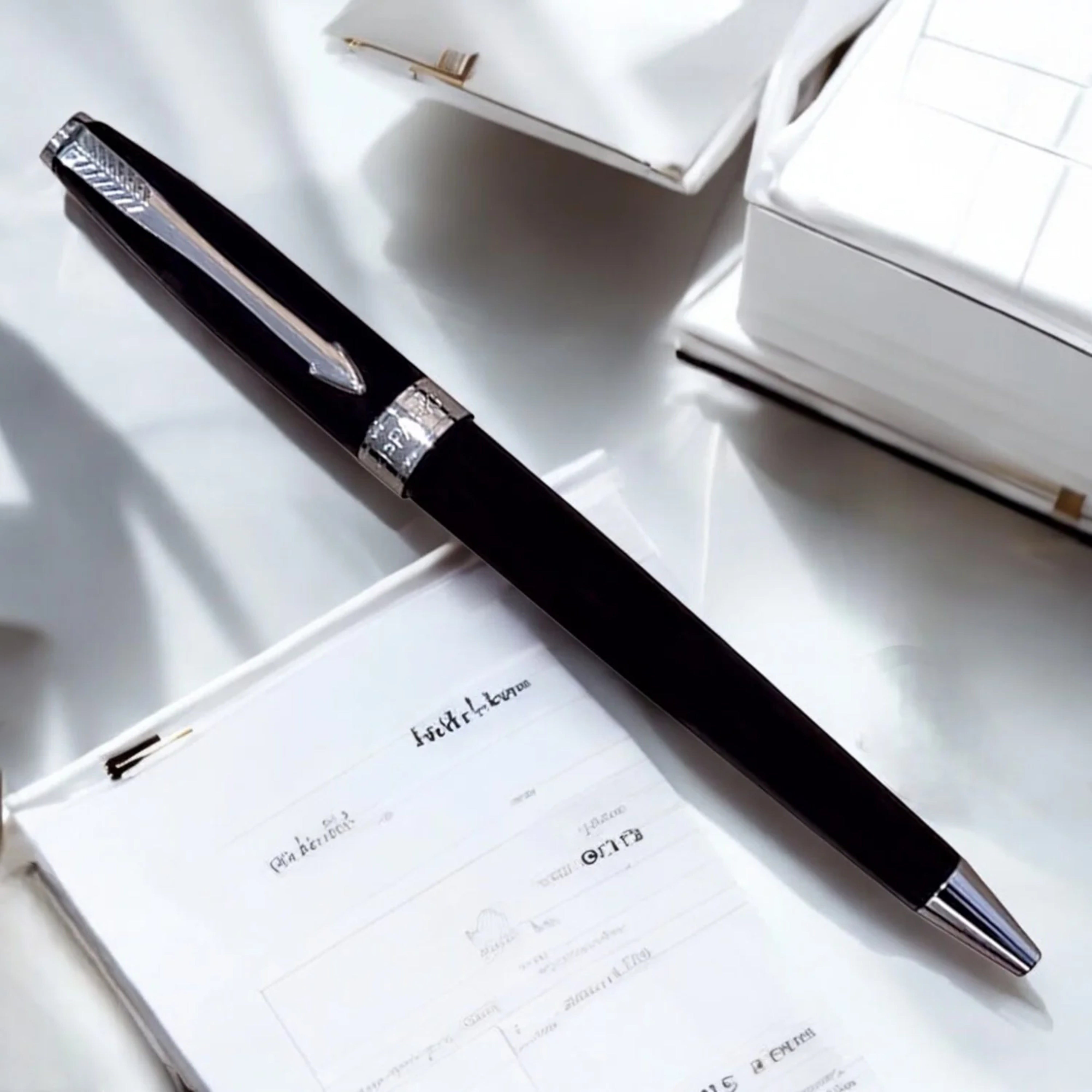 Parker Fusion Lacque Black Chrome Trim Ballpoint Pen