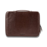 Lapis Bard Mandeville 13-Inch Croc-Textured Laptop Sleeve - Dark Brown