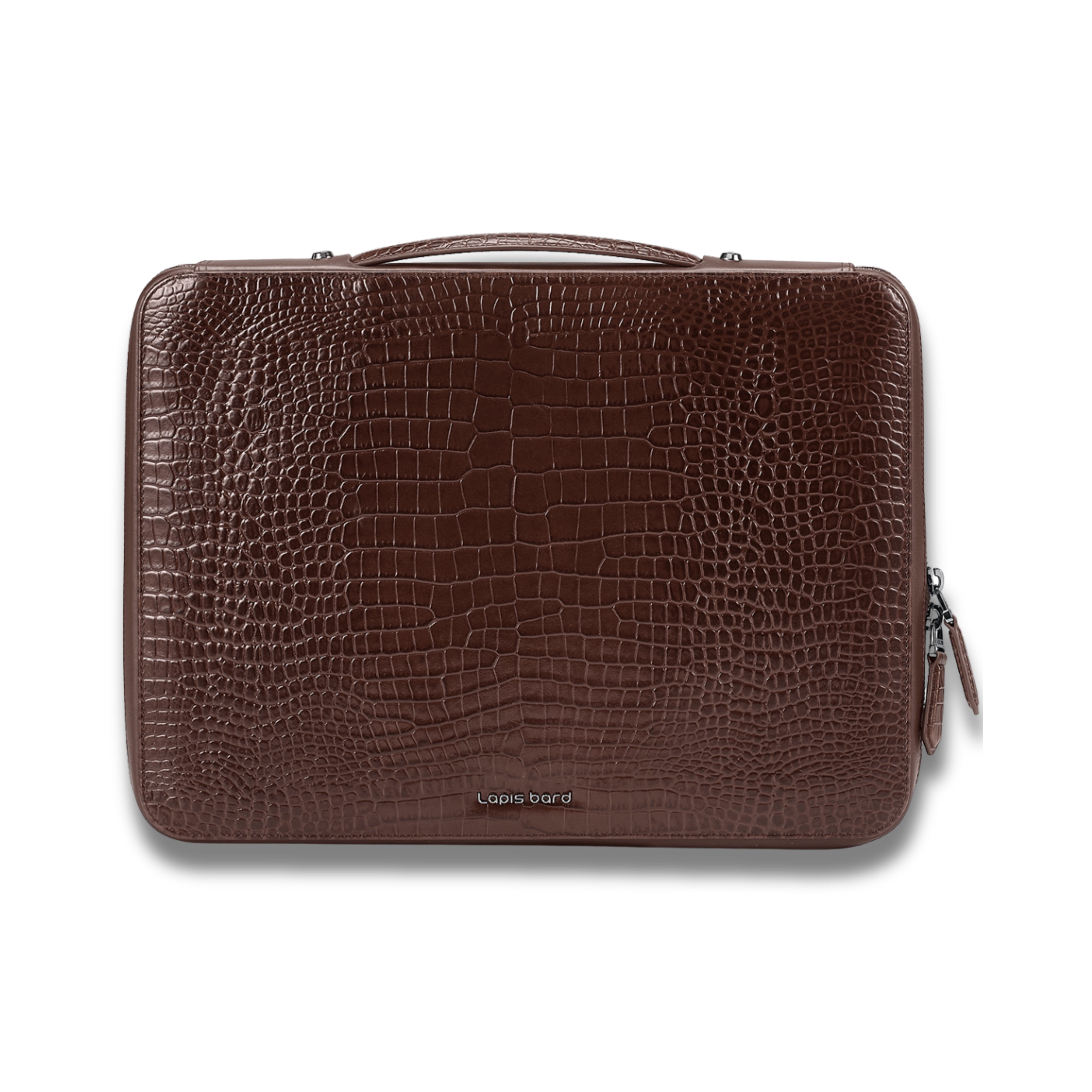 Lapis Bard Mandeville 13-Inch Croc-Textured Laptop Sleeve - Dark Brown