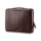Lapis Bard Mandeville 14-inch Croc-Textured Single Compartment Laptop Bag - Dark Brown