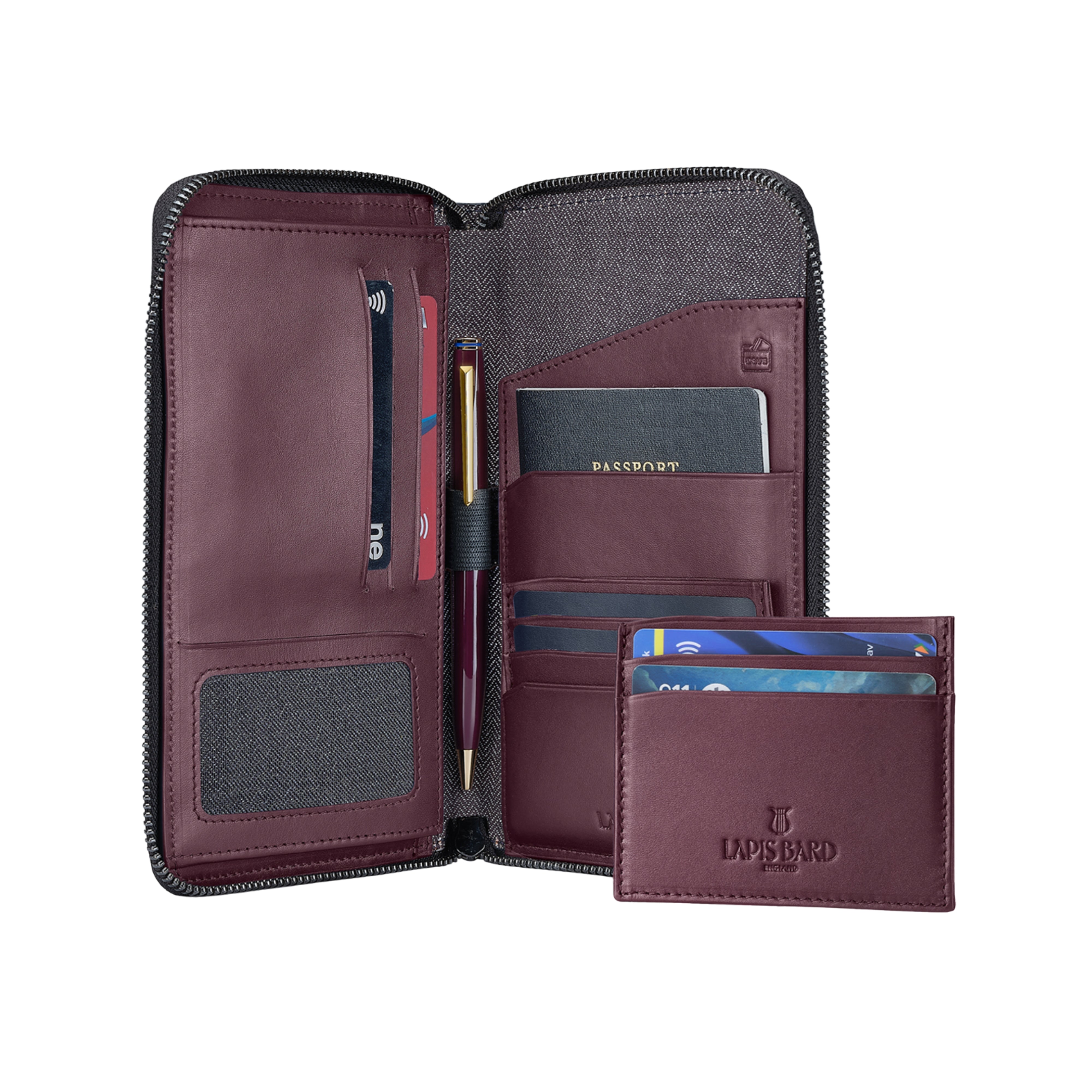 Lapis Bard Enigma Passport Wallet - Bordeaux