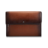 Lapis Bard Ducorium Leather Bexley 13-inch Chrome Trims Laptop Sleeve with Cross-Body Shoulder Strap - Cognac
