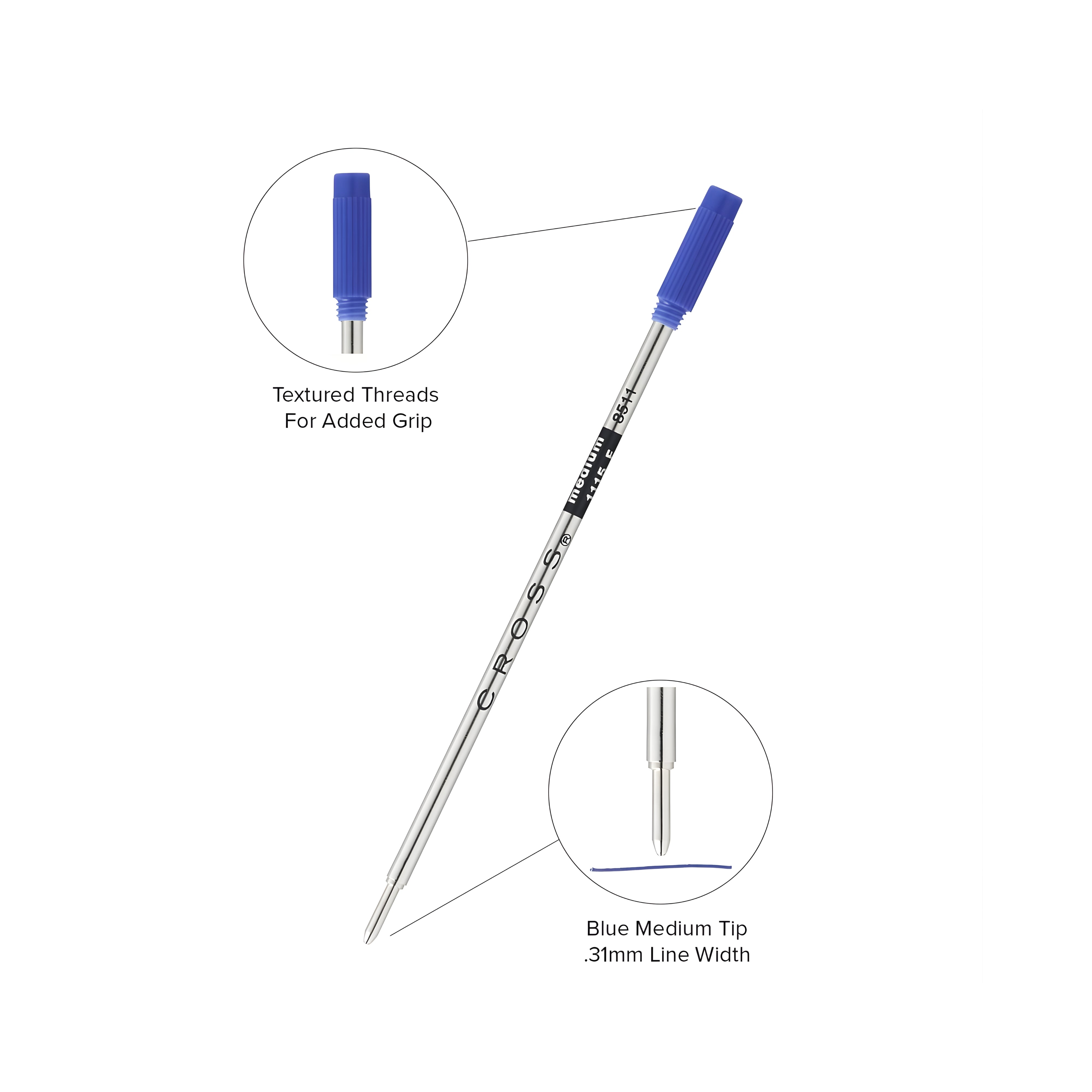 Cross Ballpoint Pen Refill 8511 - Blue - Medium