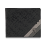 TOMMY HILFIGER Monogram Print Bi-Fold Wallet- Black