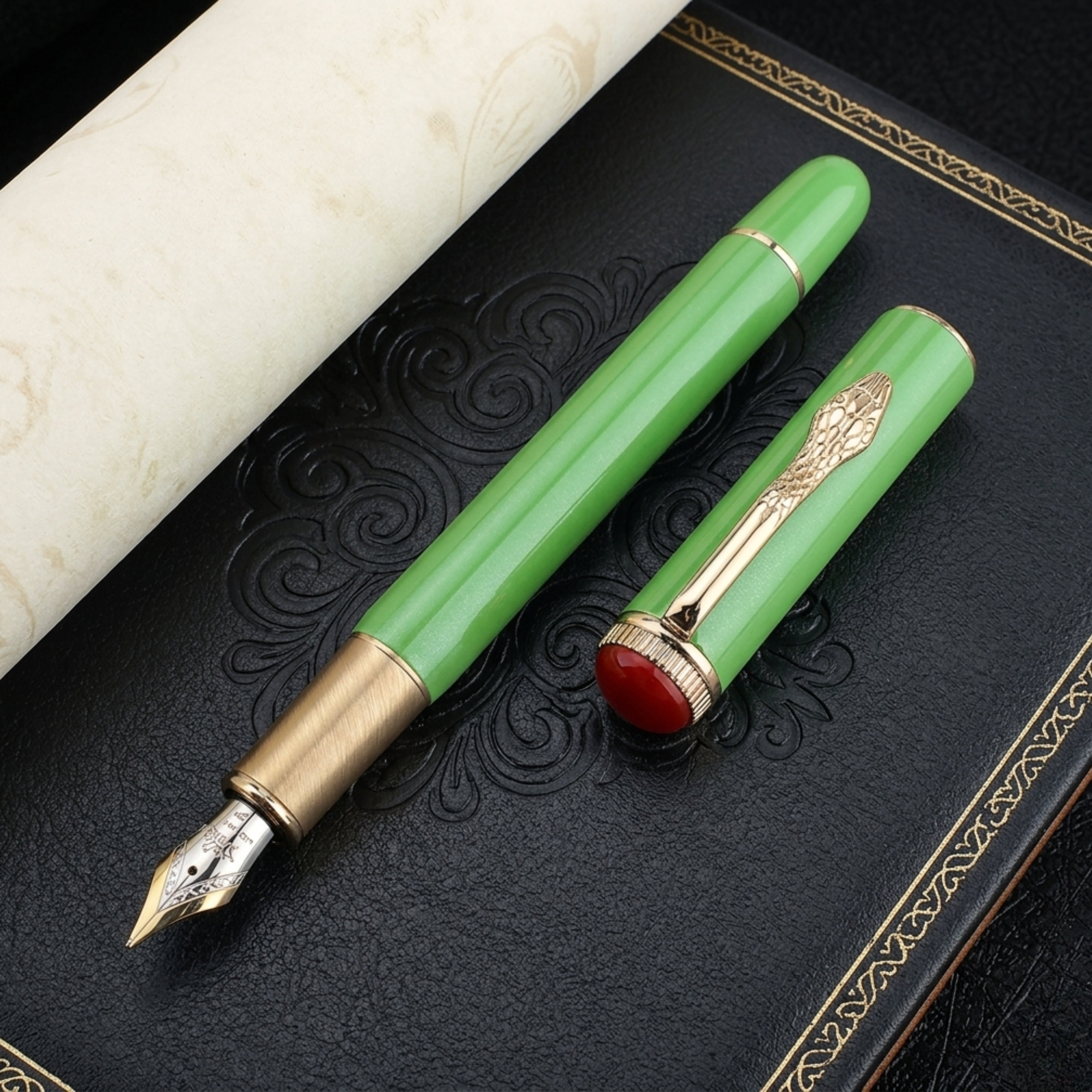 Jinhao 025 Jade Crown Snake Clip Fountain Pen (Fine)
