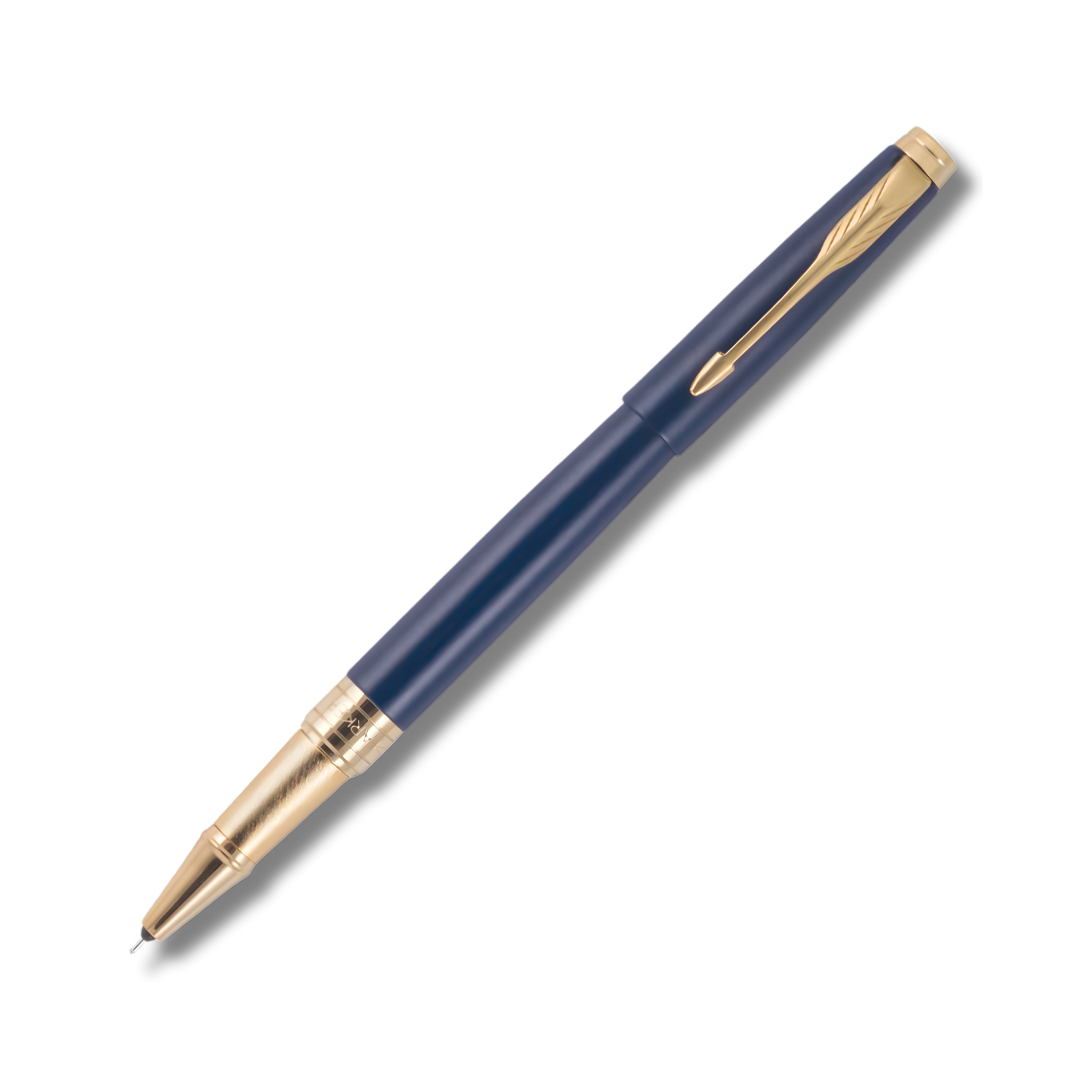 Parker Aster Matte Blue Gold Trim Roller Ball Pen With Visiting Card Holder