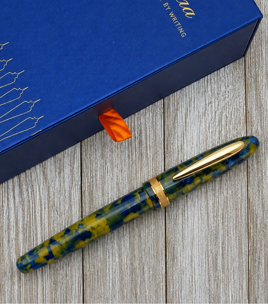 Laban Taroko Lake Reflection Gold Trim Rollerball Pen - view 6