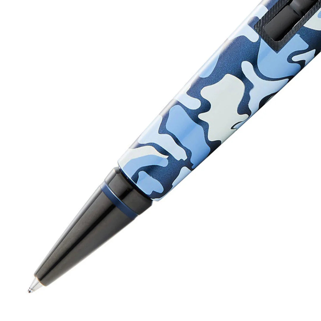 Cross Edge Blue Camouflage Pattern Rollerball Pen