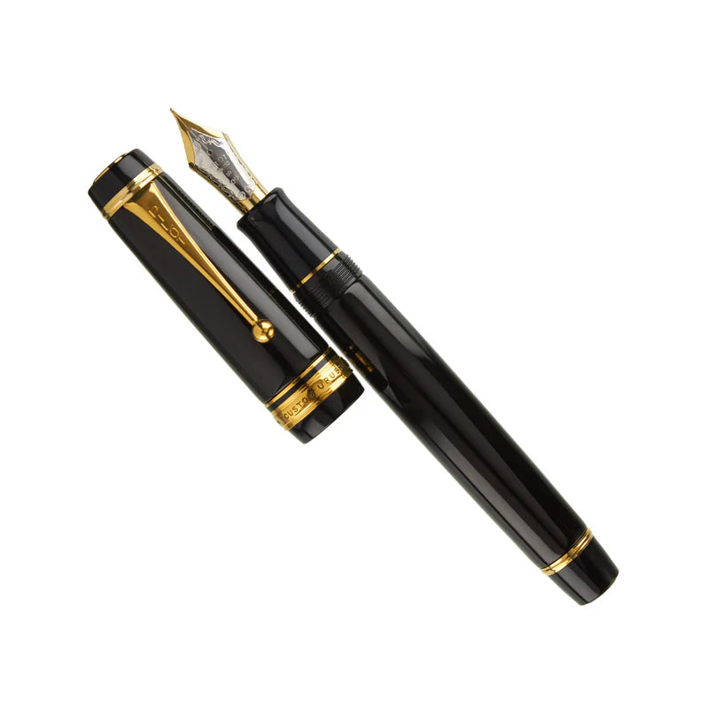 Pilot Custom Urushi Black Gold Trim Fountain Pen - 18KT Gold