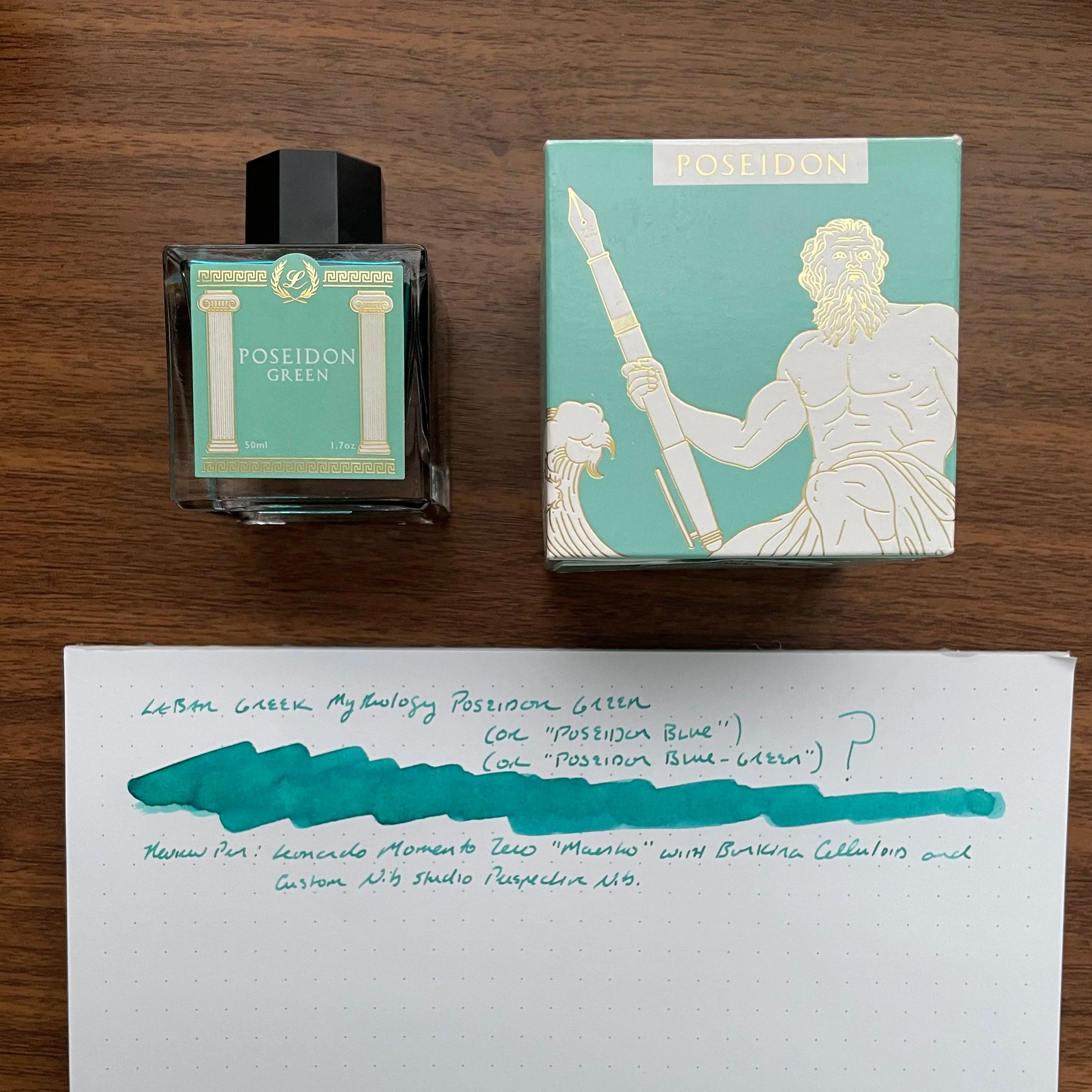Laban Greek Mythology Ink Bottle (Poseidon Green - 50ml)