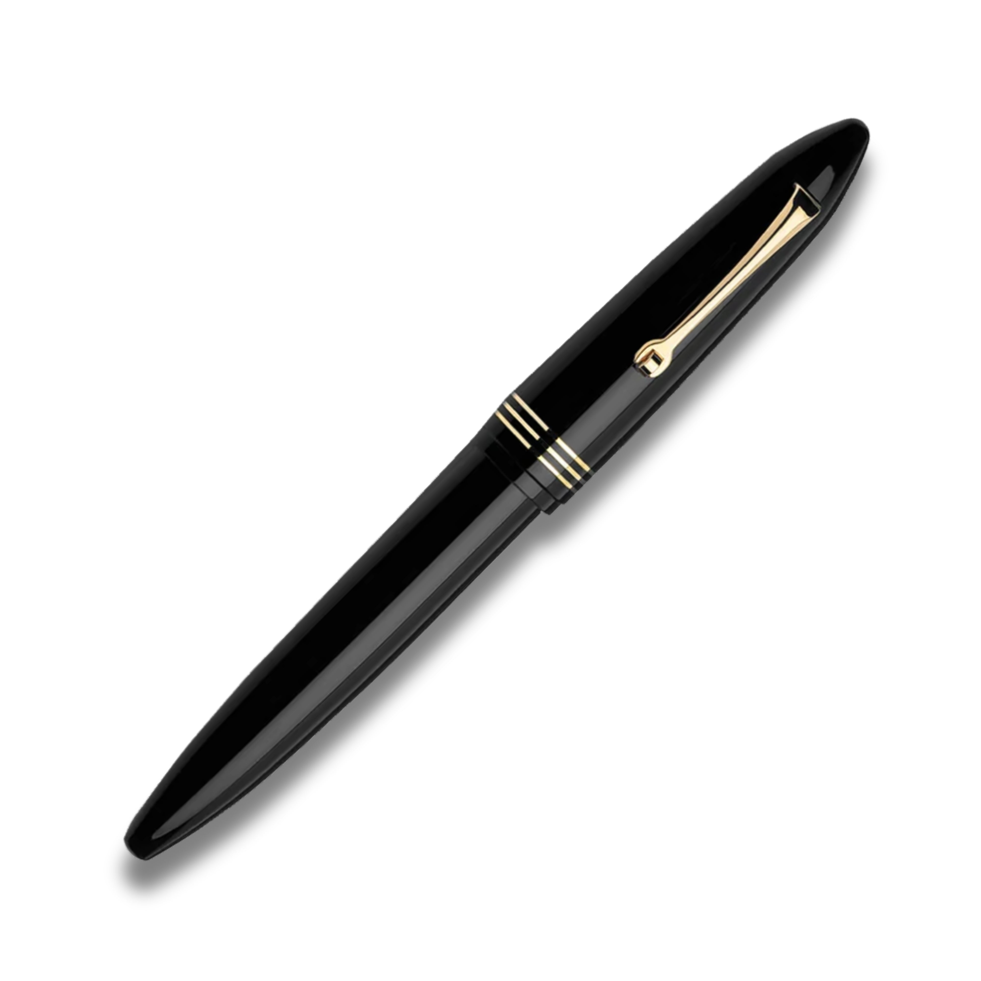 Leonardo Furore Notte Fountain Pen - Black Gold Trim