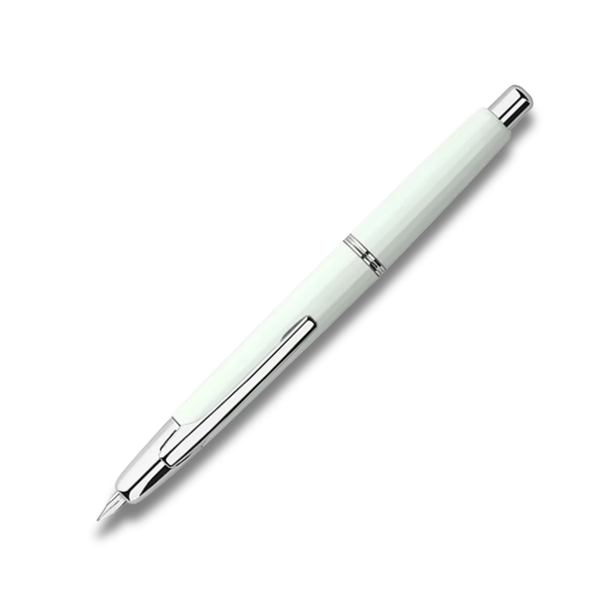 Moonman A2 White Retractable Fountain Pen with Chrome Trims