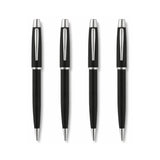 Vertex Black Silver Trim Ballpoint Pen - Pack Of  4