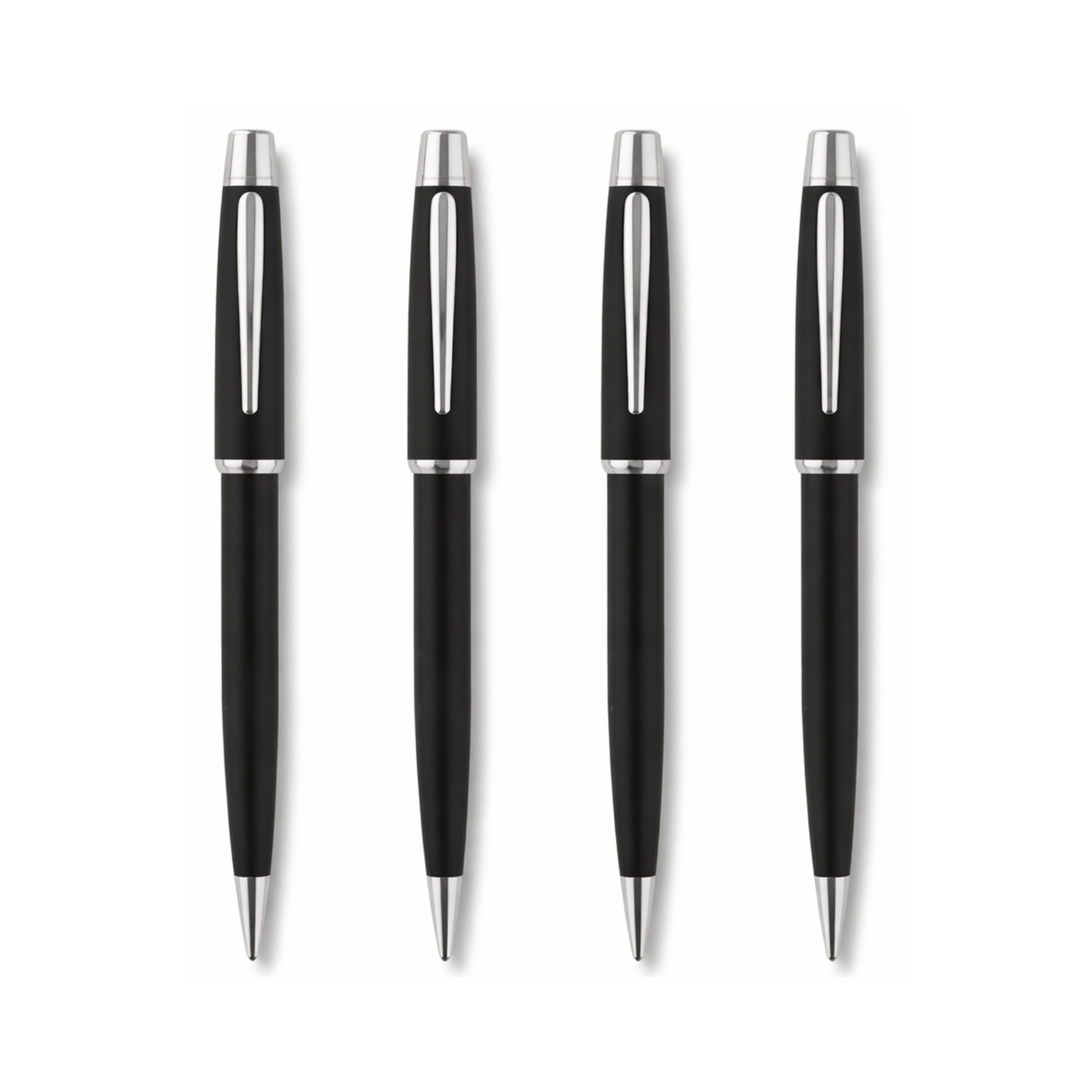 Vertex Black Silver Trim Ballpoint Pen - Pack Of  4
