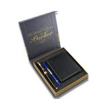 Parker Aster Lacque Black Gold Trim Rollerball Pen with Wallet