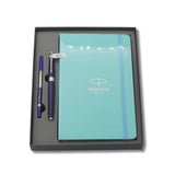 Parker Aster Matte Blue CT Rollerball Pen with Blue Notebook