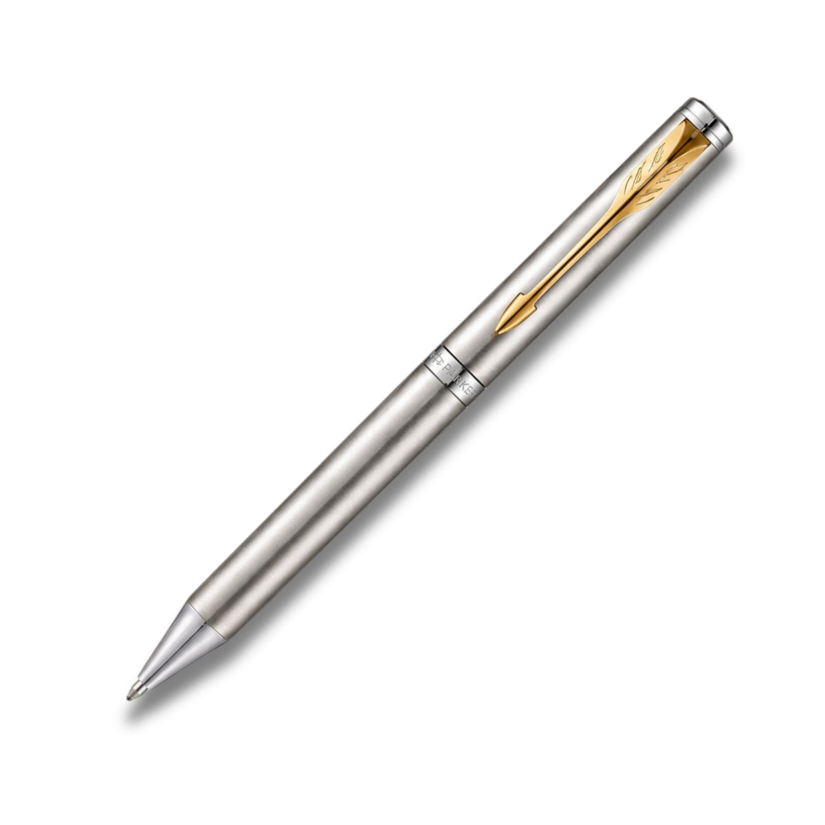 Parker Folio Stainless Steel Gold Trim Ballpoint Pen