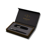 Parker Insignia Laque Black Chrome Trim Ballpoint Pen with Keychain