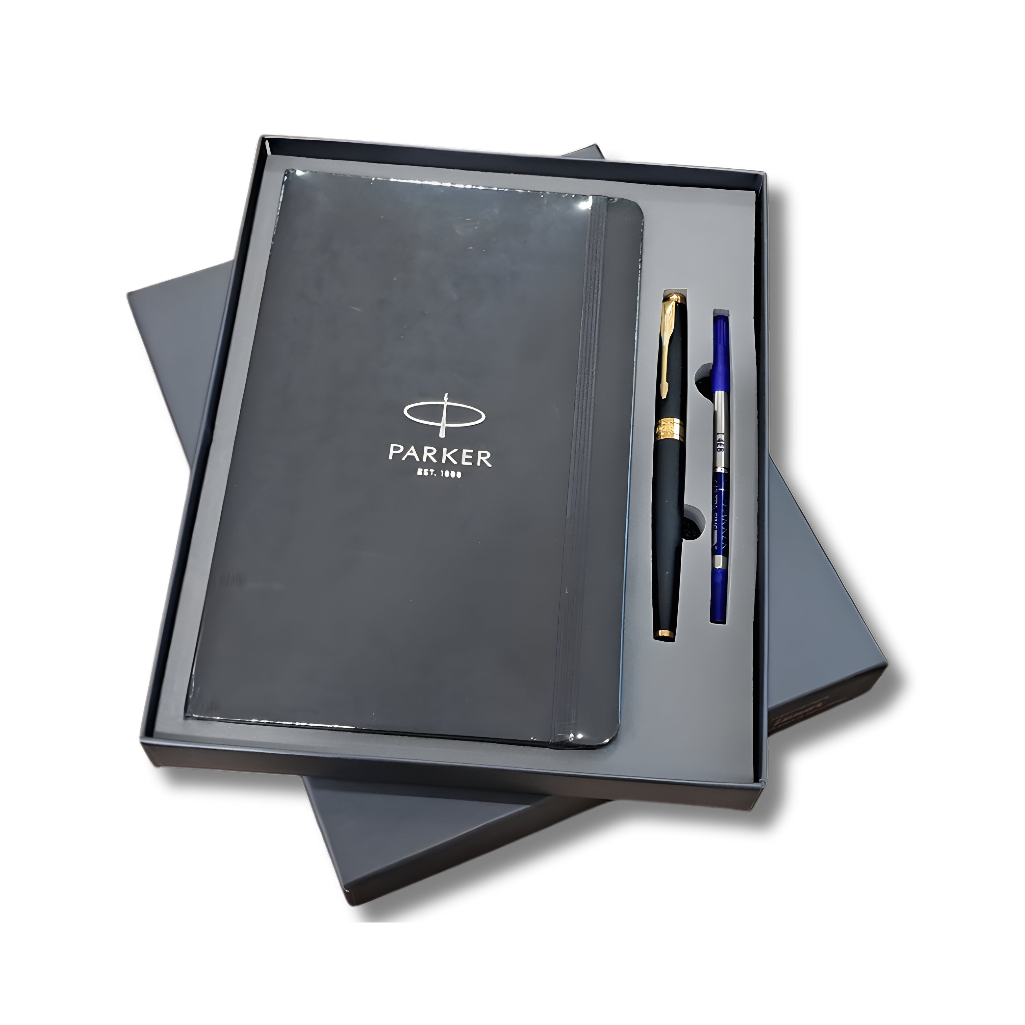 Parker Aster Matte Black GT Rollerball Pen with A5 Black Notebook