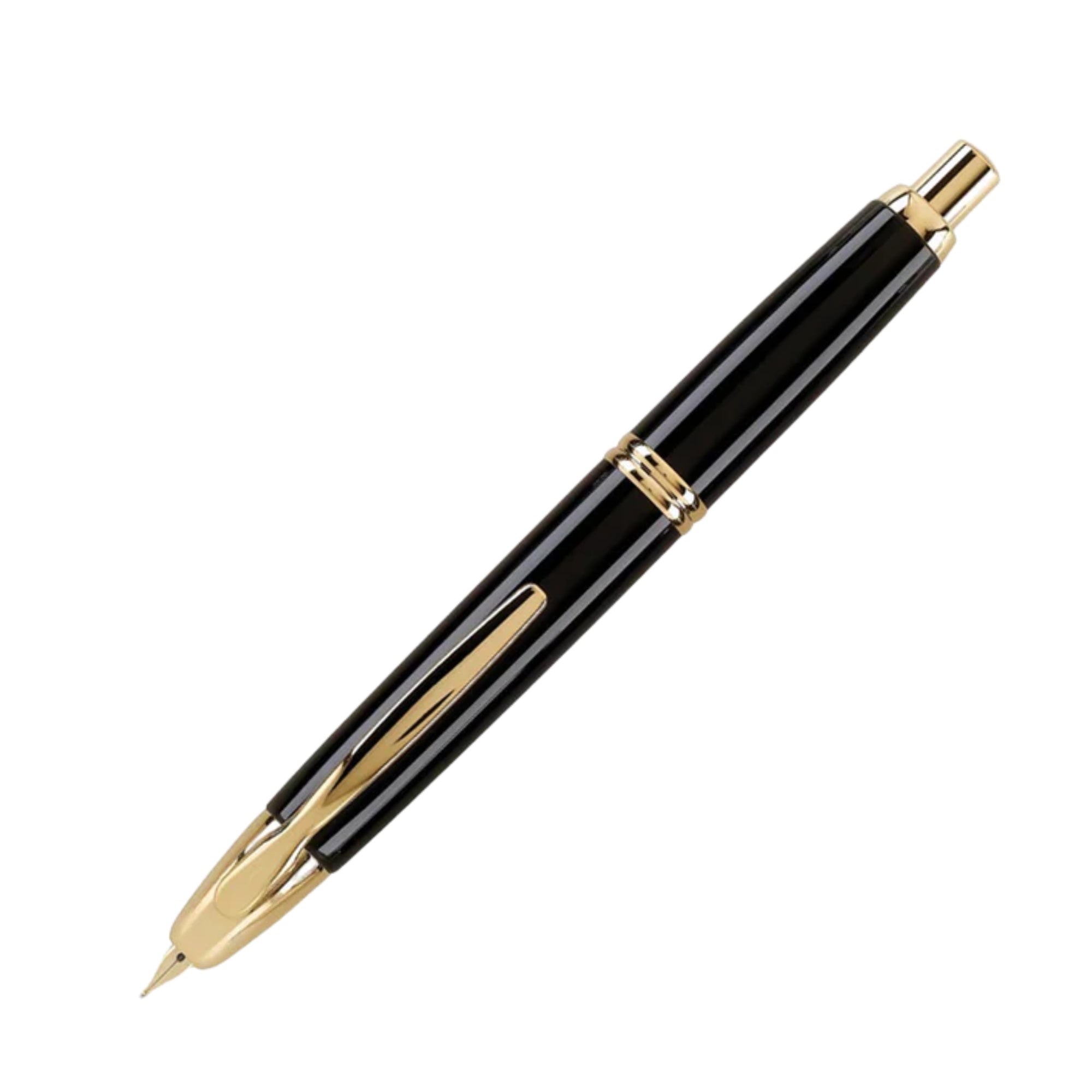 Pilot FC1500 RG Glossy Black Capless Retractable Fountain Pen with Gold Trims (Medium)