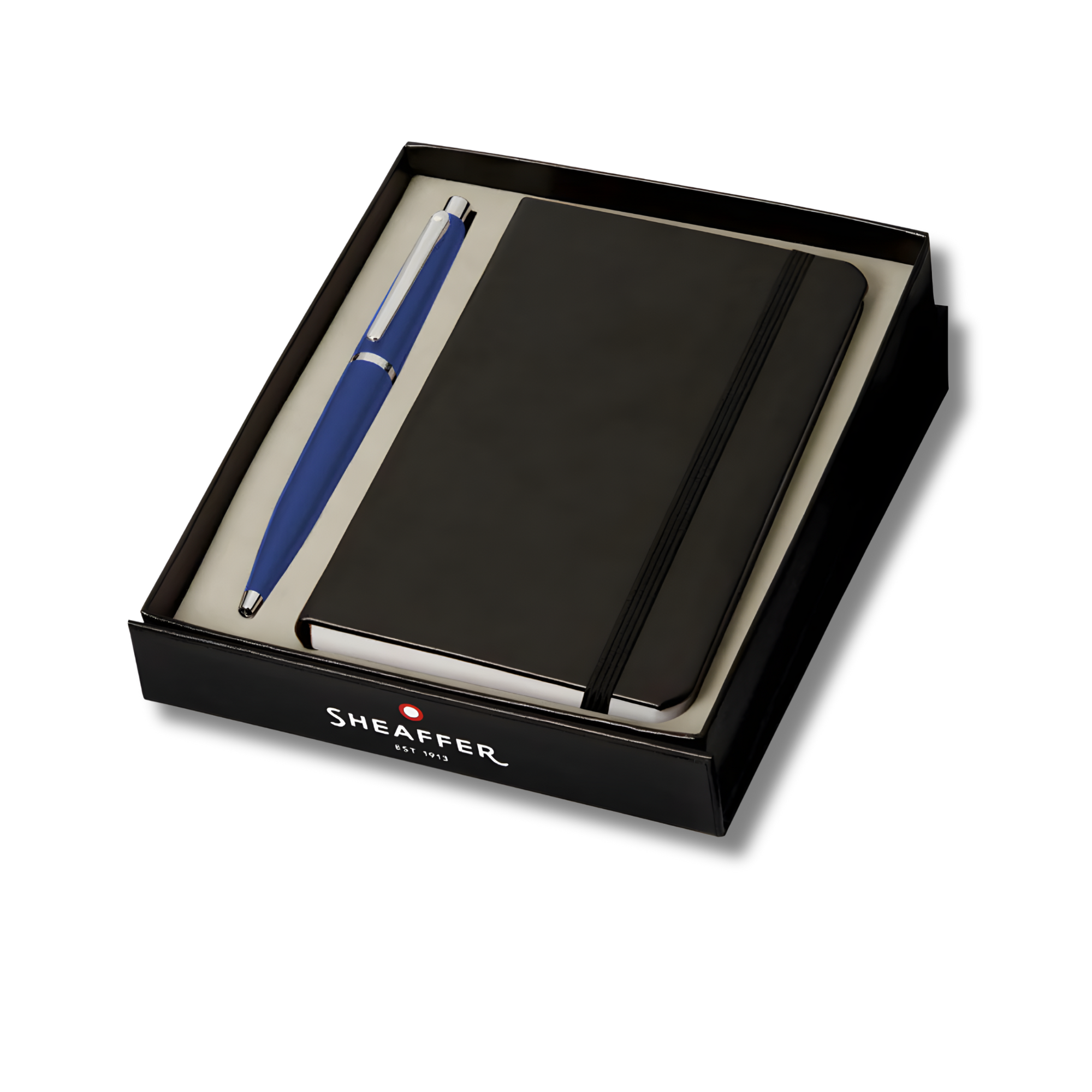 Sheaffer Gift Set ft. Neon Blue VFM Ballpoint Pen with Chrome Trims and Small Notebook