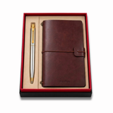 Sheaffer Sentinel G333 Brushed Chrome With Gold Trims Ballpoint Pen With Brown Quikrite