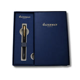 Waterman Phileas Laque Black Gold Trim Rollerball Pen With Blue A5 Notebook